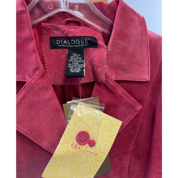 Dialogue Women's Suede Leather Blazer Jacket Red Sz Medium NOS W/Tags - Picture 3 of 8